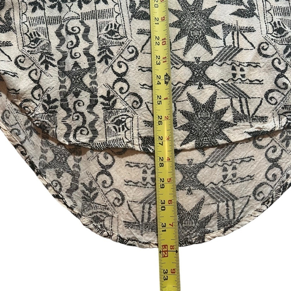 Free People Mia Tunic Blouse Cream Black Aztec Print Boho Long Sleeve Top XS - Picture 7 of 16